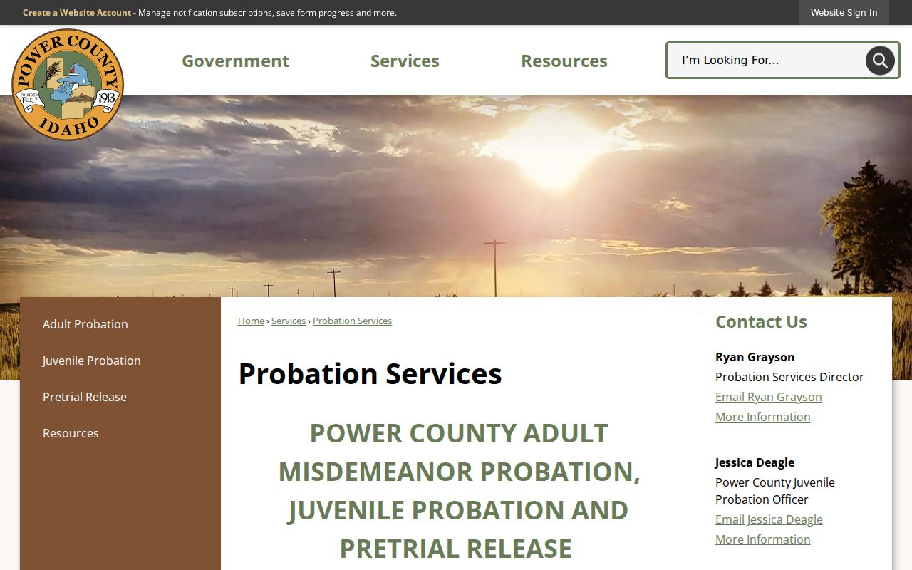 Power County probation and pretrial services information