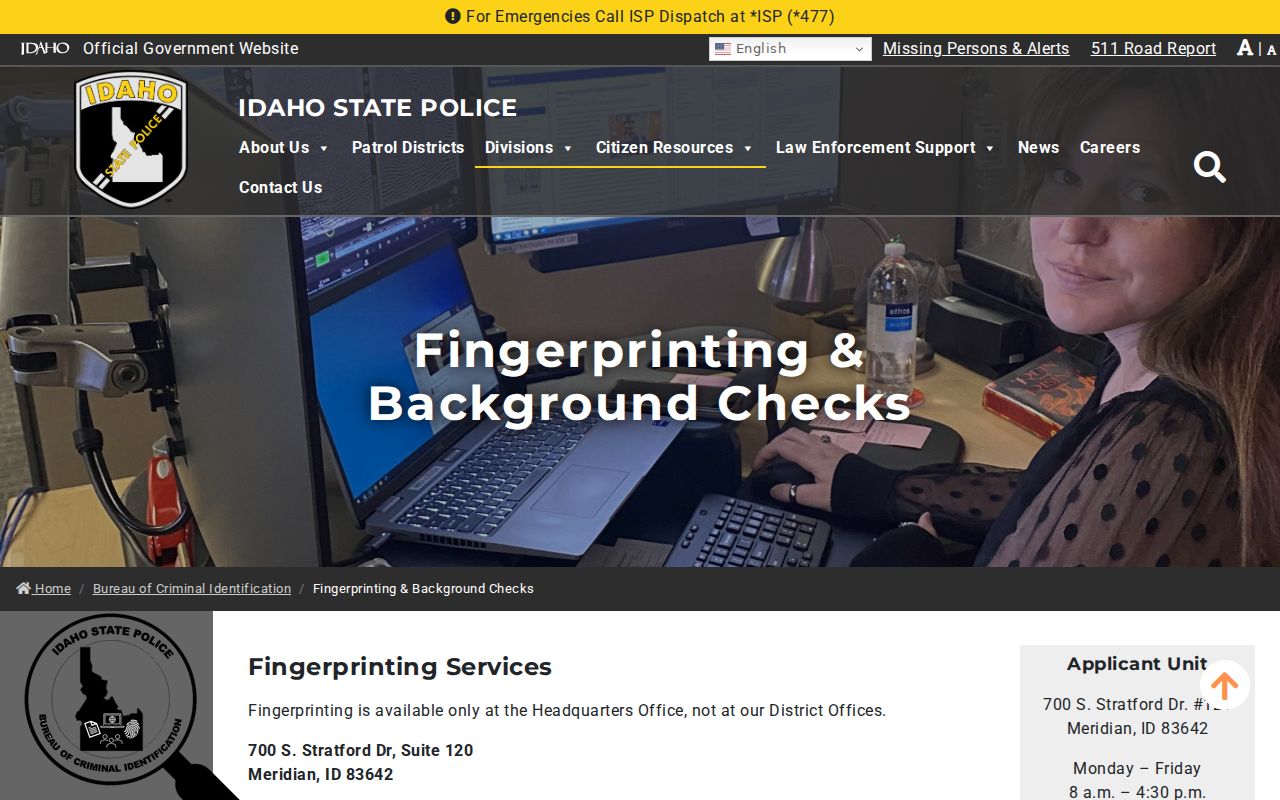 Power County criminal history BCI fingerprint check instructions