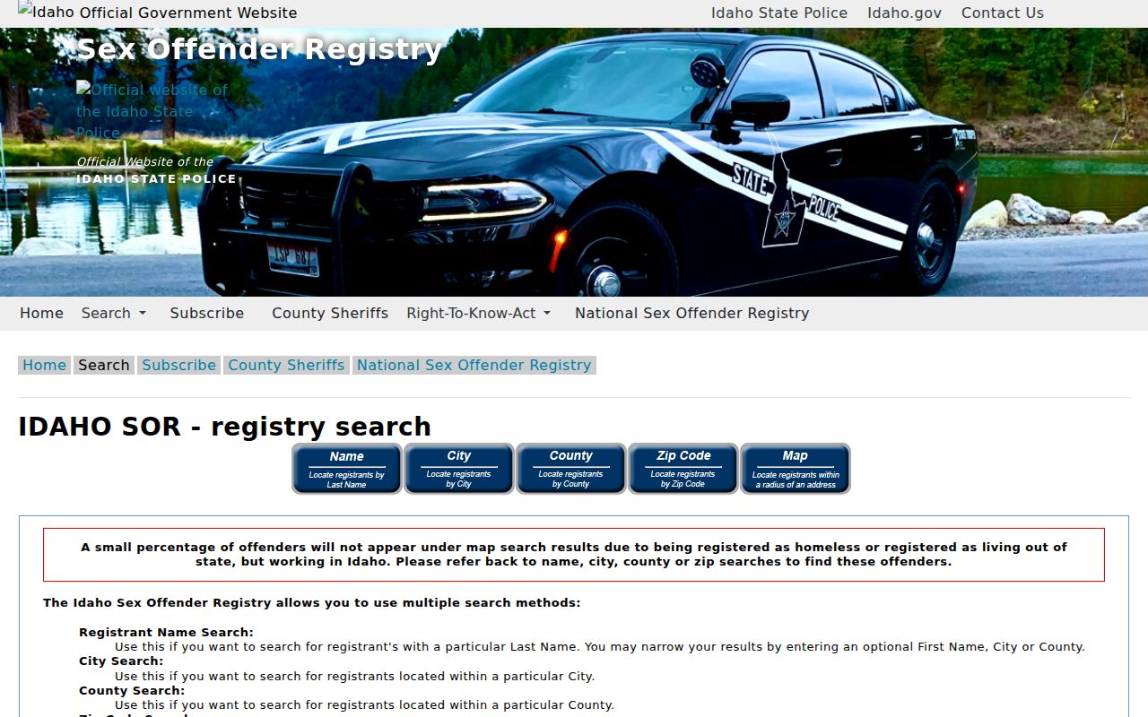 Power County sex offender lookup through the Idaho registry search hub