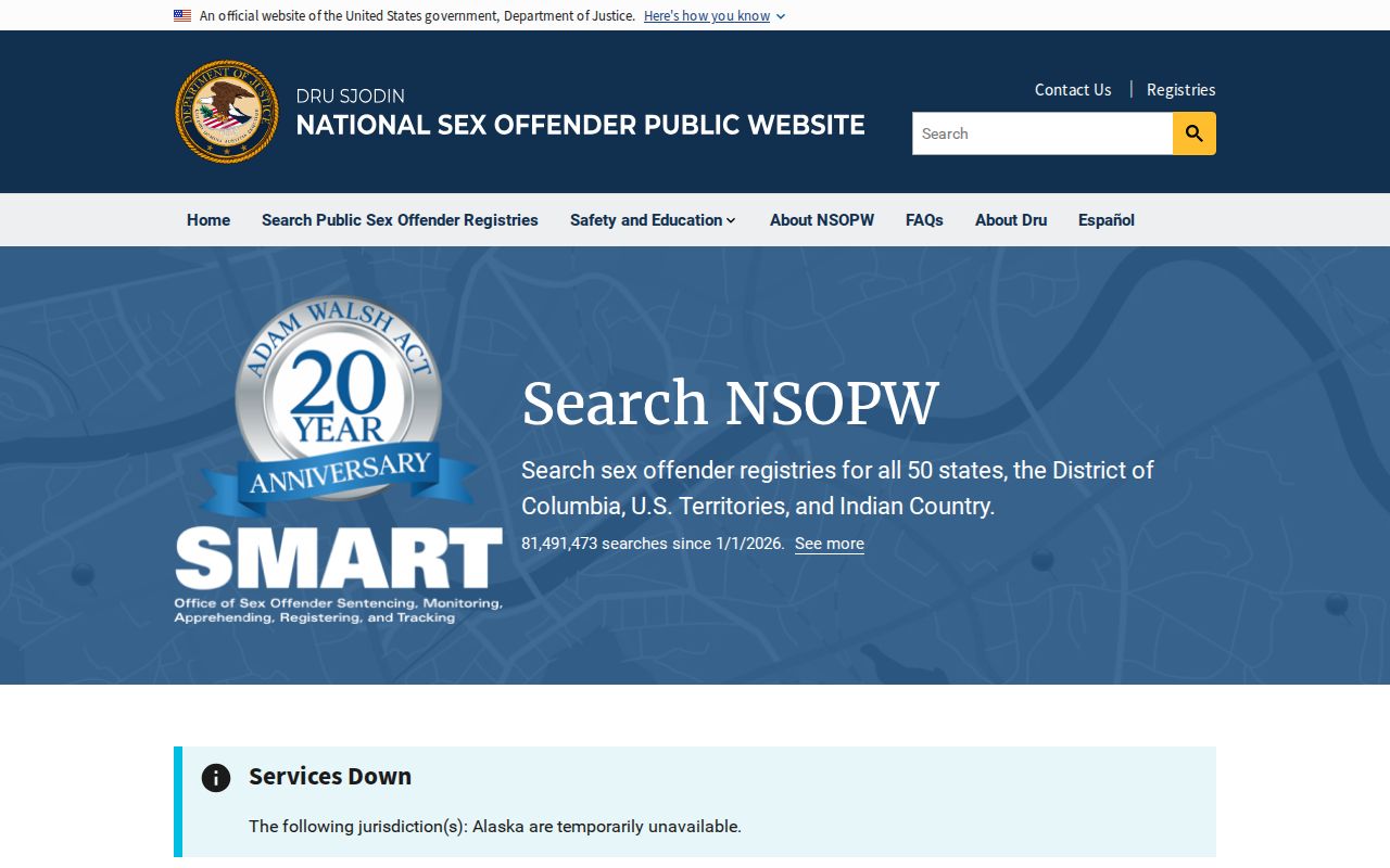 Power County sex offender lookup with the national DOJ registry search